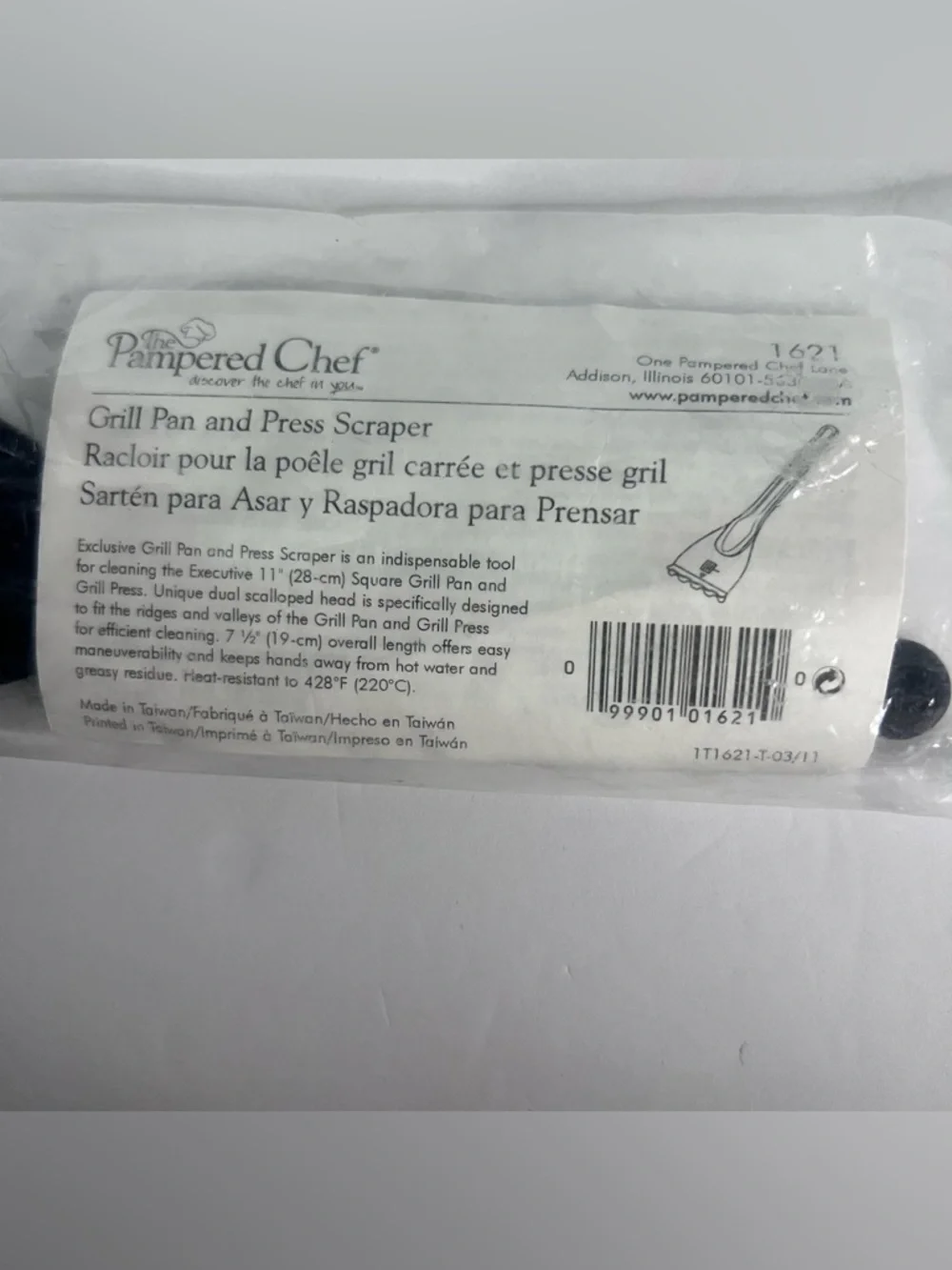 Pampered Chef Grill Pan and Press Scraper Tool 1621‎ SEALED Black Nylon